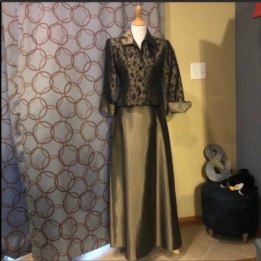 JS Collections Petite Brown & Black Formal Skirt Set Size 6P